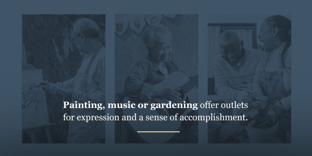 a graphic that talks about creative outlets for seniors